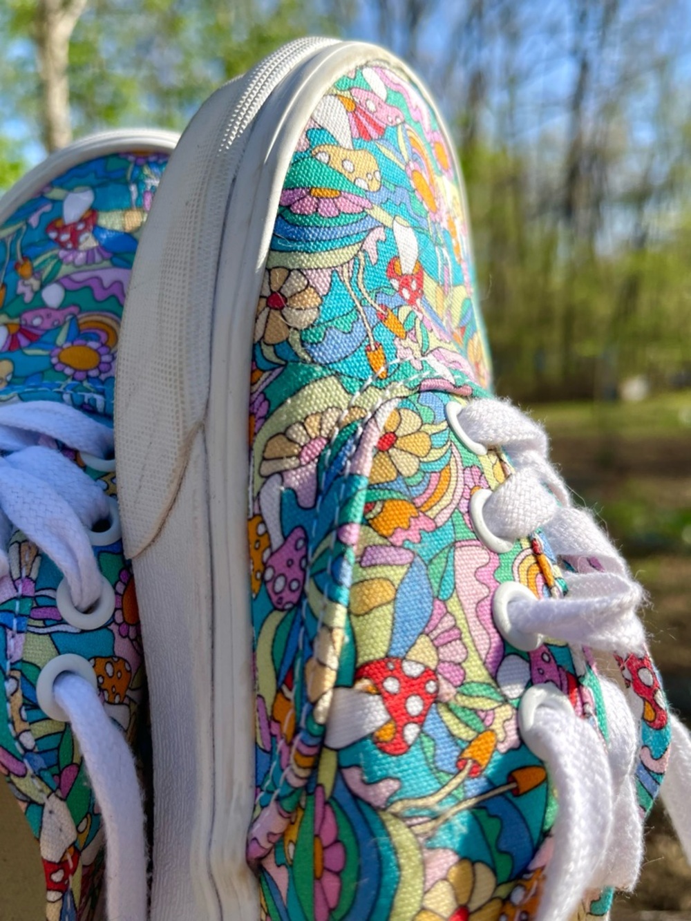 Vans Mushrooms Flower Print W-6.5 M-5 Pre-owed Unisex Sneakers - Picture 2 of 6